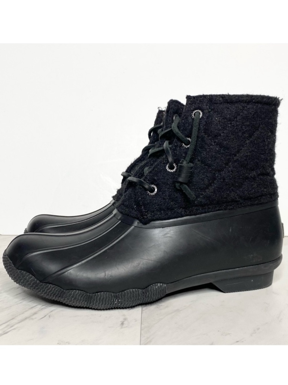 Sperry Saltwater Waterproof Black Duck Boot 6 1/2 M